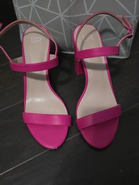 bp Bright Pink Strappy Block Heel Sandals